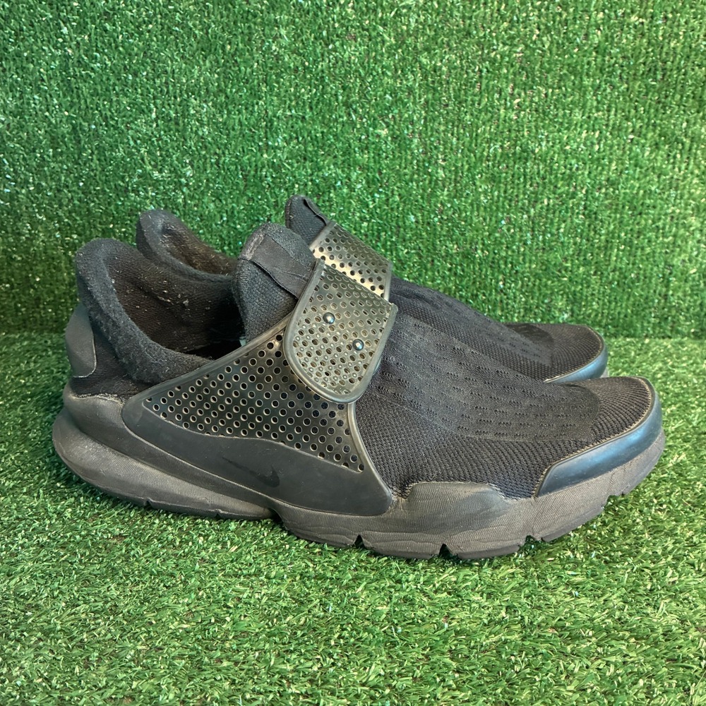Nike Sock Dart Perforated Strap Breathable Athletic Sneaker Triple Black Mens 12